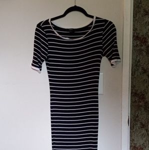 Forever 21 Black w/ white stripes long dress size small